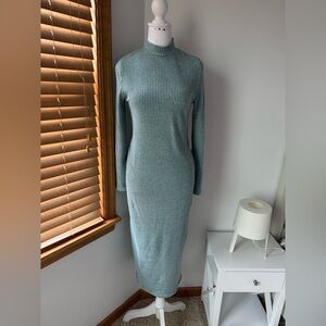 Aqua Ribbed Knit Dress